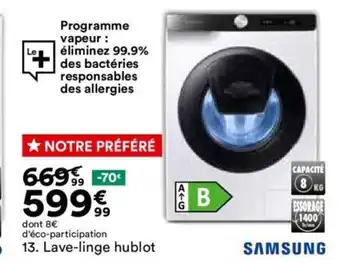 BUT 13. Lave-linge hublot offre
