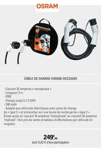 E.Leclerc L'Auto CÂBLE DE CHARGE OSRAM OCC23205 offre
