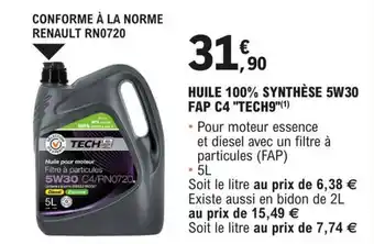 E.Leclerc L'Auto HUILE 100% SYNTHÈSE 5W30 FAP C4 "TECH9"(1) offre