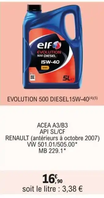 E.Leclerc L'Auto EVOLUTION 500 DIESEL 15W-40 offre