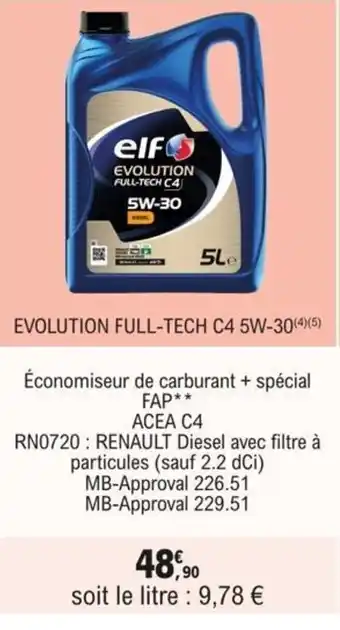 E.Leclerc L'Auto EVOLUTION FULL-TECH C4 5W-30(4)(5) offre