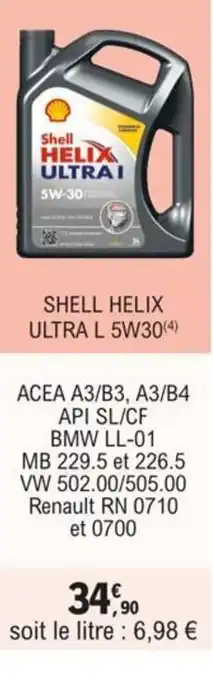 E.Leclerc L'Auto SHELL HELIX ULTRA L 5W30(4) offre