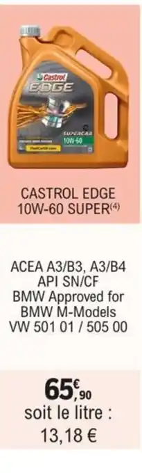 E.Leclerc L'Auto CASTROL EDGE 10W-60 SUPER (4) offre