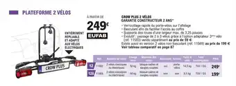E.Leclerc L'Auto CROW PLUS 2 VÉLOS GARANTIE CONSTRUCTEUR 2 ANS* offre