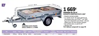 E.Leclerc L'Auto REMORQUE AUTO-FREINÉE IDÉALE JUSQU'À 1,3 TONNE offre
