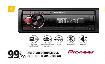 E.Leclerc L'Auto AUTORADIO NUMÉRIQUE BLUETOOTH MVH-330DAB offre