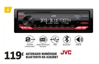 E.Leclerc L'Auto AUTORADIO NUMÉRIQUE JVC BLUETOOTH KD-X282DBT offre