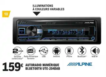 E.Leclerc L'Auto AUTORADIO NUMÉRIQUE BLUETOOTH UTE-204DAB offre