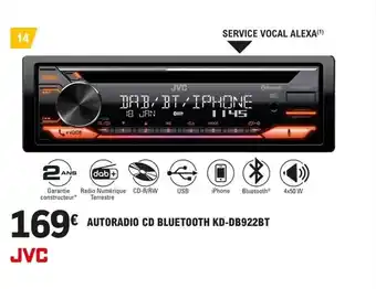 E.Leclerc L'Auto AUTORADIO CD BLUETOOTH KD-DB922BT offre