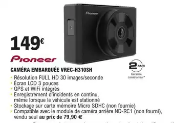 E.Leclerc L'Auto CAMÉRA EMBARQUÉE VREC-H310SH offre