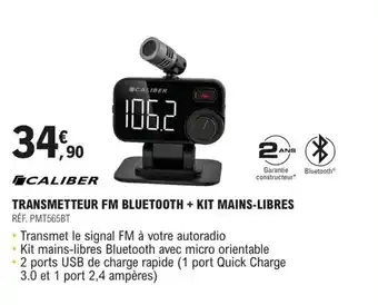 E.Leclerc L'Auto TRANSMETTEUR FM BLUETOOTH + KIT MAINS-LIBRES offre