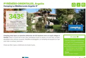 Carrefour PYRÉNÉES-ORIENTALES, Argelès Camping Le Méditerranée Argelès 5* offre