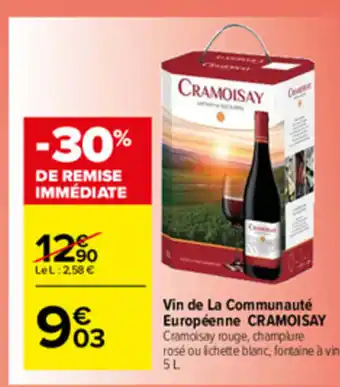 Carrefour Market Vin de La Communauté Européenne offre