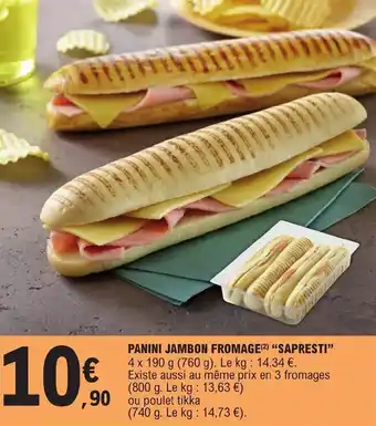 E.Leclerc PANINI JAMBON FROMAGE(2) "SAPRESTI" offre