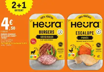 E.Leclerc BURGERS ORIGINAUX OU ESCALOPE PANÉE(4) "HEÜRA" offre