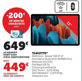 Super U TABLETTE offre