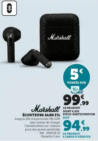 Super U ÉCOUTEURS SANS FIL offre
