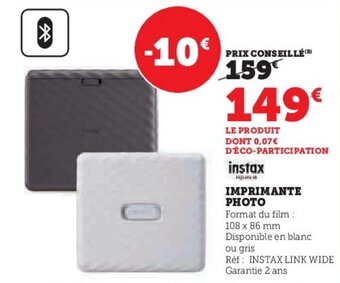 Super U IMPRIMANTE PHOTO offre
