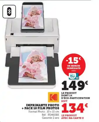 Super U IMPRIMANTE PHOTO + PACK 10 FILM PHOTOS offre