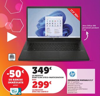 Super U ORDINATEUR PORTABLE 17,3" offre