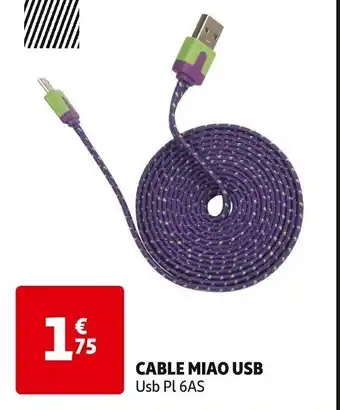 Auchan CABLE MIAO USB Usb Pl 6AS offre