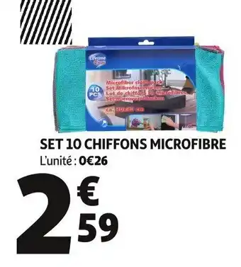 Auchan SET 10 CHIFFONS MICROFIBRE offre