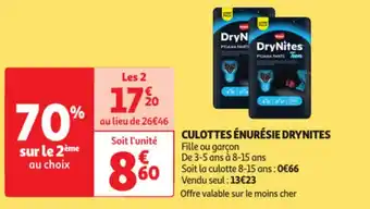 Auchan CULOTTES ÉNURÉSIE DRYNITES offre