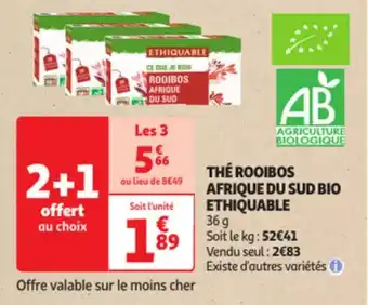 Auchan THE ROOIBOS AFRIQUE DU SUD BIO ETHIQUABLE offre