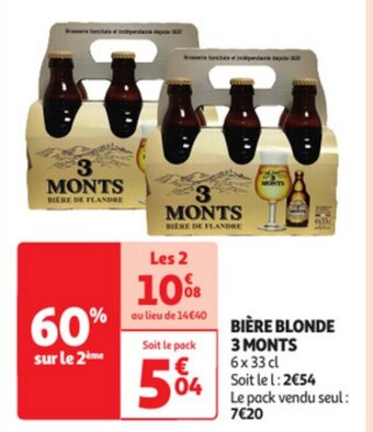 Auchan BIÈRE BLONDE 3 MONTS offre