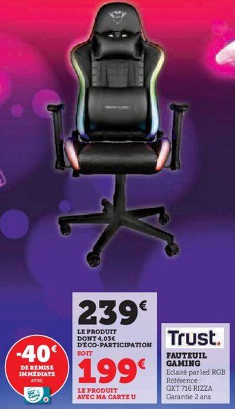 Hyper U FAUTEUIL GAMING offre