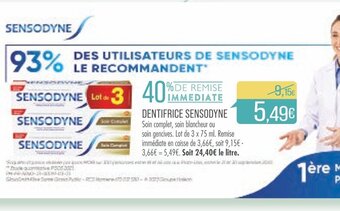 Match DENTIFRICE SENSODYNE offre