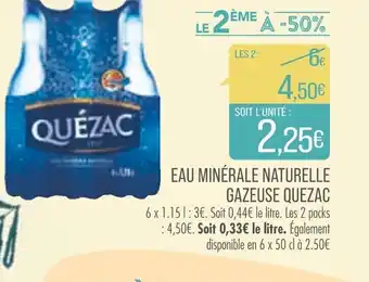 Match EAU MINÉRALE NATURELLE GAZEUSE QUEZAC offre