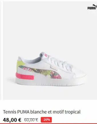Tennis puma blanche et motif tropical