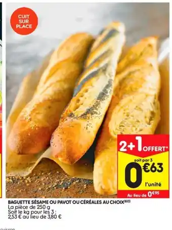 Leader Price Baguette Sésame ou Pavot ou Céréales au Choix offre