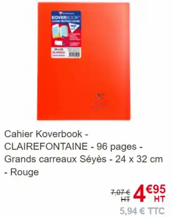 Top Office Cahier Koverbook - CLAIREFONTAINE - 96 pages - offre