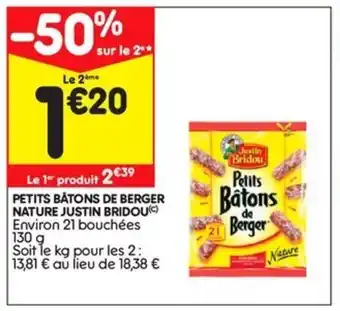 Leader Price Petits Bâtons de Berger Nature Justin Bridou offre