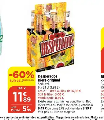 Maximarché Desperados Bière original 5,9% vol. offre