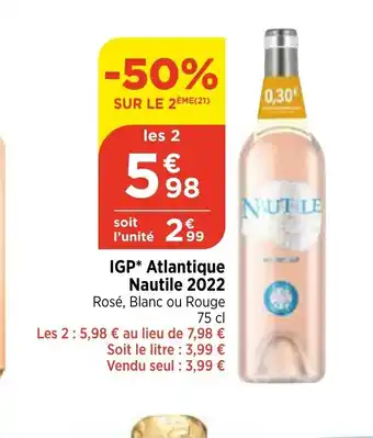 IGP* Atlantique Nautile 2022 Rosé, Blanc ou Rouge 75 cl