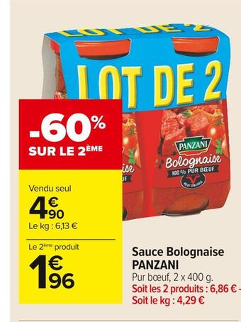 Carrefour Market Panzani sauce bolognaise offre