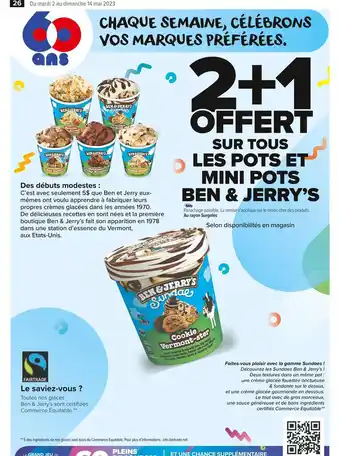 Carrefour Market Ben & jerry’s 2+1 offert sur tous les pots et mini pots ben & jerry’s offre