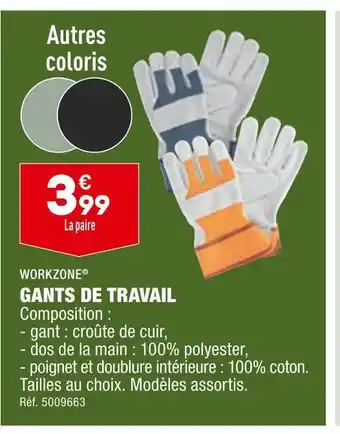 ALDI Workzone gants de travail offre