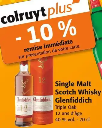 Colruyt Glenfiddich single malt scotch whisky offre