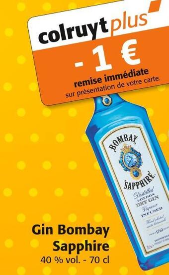 Colruyt Bombay sapphire gin offre