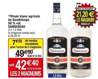 Cora x Carrefour Damoiseau rhum blanc agricole de guadeloupe 50 % vol. offre