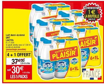 Cora x Carrefour Lactel lait demi-écrémé uht offre