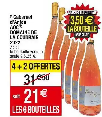 Cora x Carrefour Domaine de la coudraie cabernet d’anjou aoc 2022 offre