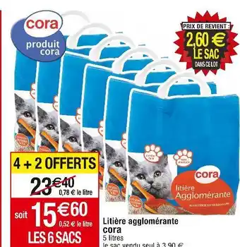 Cora x Carrefour Cora litière agglomérante offre