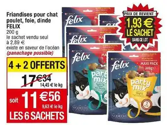 Cora x Carrefour Felix friandises pour chat poulet, foie, dinde offre