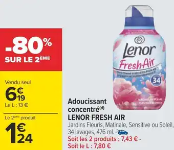 Carrefour Lenor fresh air adoucissant concentré(d) offre