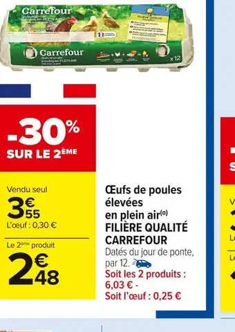 Carrefour Market Filière qualité carrefour œufs de poules élevées en plein air offre